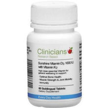 Load image into Gallery viewer, CLINICIANS SUNSHINE VITAMIN D3 60 TABLETS
