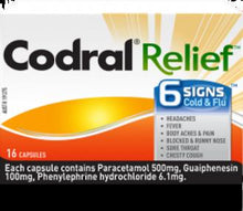Load image into Gallery viewer, Codral Relief 6 Signs of Cold &amp; Flu Capsules 16
