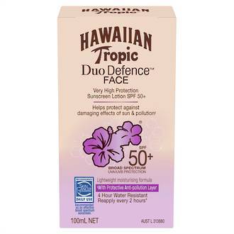 Hawaiian Tropic Duo Defence Sunscreen Face SPF50+ 100 mL