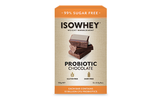 ISOWHEY PROBIOTIC CHOCOLATE BARS 12 X 12.5G