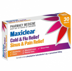 Maxiclear Cold & Flu Relief Sinus & Pain Relief  30TAB