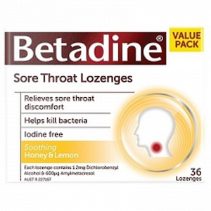 Betadine SORE THROAT Lozenges 36 - Honey & Lemon