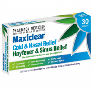 Maxiclear Cold & Nasal Relief Hayfever & Sinus Relief 30 TAB